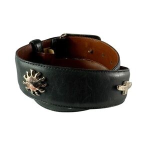 Vintage Genuine Robert Lee Morris Black Leather Belt With Conchos Small 30